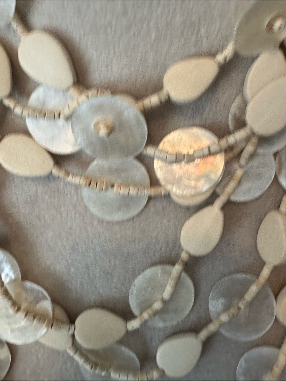 Multi-Strand Beige Shell Statement Necklace - - Picture 8 of 16